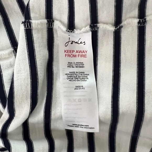 Joules Sienna Fluted Sleeve Dress Cream Navy Blue Striped Nautical Round Neck - Picture 7 of 8